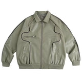 Unisex Baseball Jersey PU Vintage Casual Loose Couple Jacket