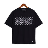 Cross-border wholesale correct version am splash ink flow paint camouflage starry sky graffiti letter short-sleeved high street couple t