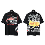 american trend high quality loose t-shirt pure cotton front and rear high-definition printing casualcoupletrendy short sleeves