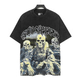 high version gods short sleeve heavy weight washed fog high street skull pure cottonprinting round