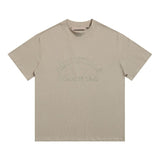 essential double line fog shorts icon laminated stereo letter round neck couple pullover