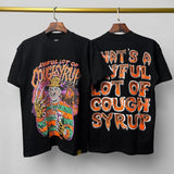 Cough syrup short-sleeved high-quality pure cotton round neck t-shirt fashionprinting breathable short-sleeved summer