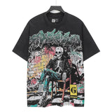high version gods short sleeve heavy weight washed fog high street skull pure cottonprinting round