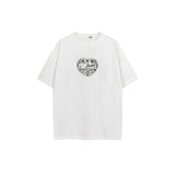 Ac letter print high street washed distressed vintage oversized short sleeve couple t-shirt