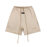 essential double line fog shorts icon laminated stereo letter round neck couple pullover