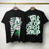 Cough syrup short-sleeved high-quality pure cotton round neck t-shirt fashionprinting breathable short-sleeved summer