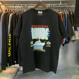 Rhude T Shirts Yacht Printing Cotton Loose Short Sleeves Men and Women