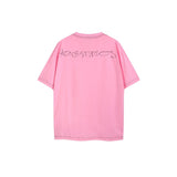 Ac letter print high street washed distressed vintage oversized short sleeve couple t-shirt
