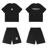 Flocked letter essentials short-sleeved t-shirt hip-hop half-sleeved high street fog american shorts