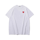 Kawakubo plaloveembroider short-sleeved pure cotton red heart eyes couple t-shirt y star style long sleeves shirt