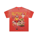 American retro valeforever washed & distressed hotfix rhinestone cotton short sleeve high street star t-shirt