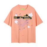 Spder hip hop singer young thug foam letter couple t-shirt pink short