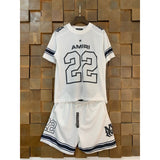 Amri short-sleeve t-shirt, numbered jersey, soccer uniform, mesh athletic casual shorts