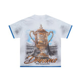 American retro valeforever washed & distressed hotfix rhinestone cotton short sleeve high street star t-shirt