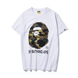 cross-border wholesale japanese style camouflage shark tiger head ape color matching luminous short-sleeved couple loose