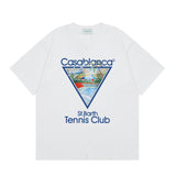 casa casablanca short-sleeved fantasy door letter logo printingstylish round neck short-sleeved t-shirt