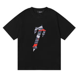 Cross-border foreign trade wholesale trapstar gradient letter ts tiger head printing short-sleeved couple loose high street