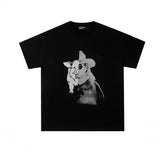 Erd: brooding rich kid - american retro portrait print rock 'n' roll hip-hop pocket oversized short sleeve tee