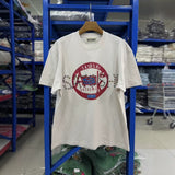 Satoshi summer american retroletterprinting washed and distressed spray dirty crackle loose short-sleeved t-shirt