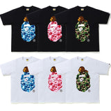 cross-border wholesale japanese style camouflage shark tiger head ape color matching luminous short-sleeved couple loose