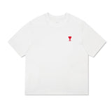 Am short-sleeve macaron color heart embroidery pure cotton loose summer fashion t-shirt crew neck top