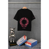 authentic edition chest pocket cross gradient horseshoe flower print short sleeve couple t-shirt