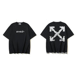 European and american spring/summer ow gradient arrow graphic crew neck short sleeve t-shirt