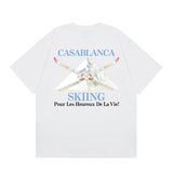 casa casablanca short-sleeved fantasy door letter logo printingstylish round neck short-sleeved t-shirt