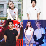 Kawakubo plaloveembroider short-sleeved pure cotton red heart eyes couple t-shirt y star style long sleeves shirt