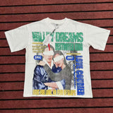 valley washed distressed printed short-sleeved hip-hop loose street t-shirt hooded