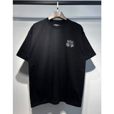 [gram] am flow paint graffiti letter starry sky classic logo print short sleeve couple t-shirt