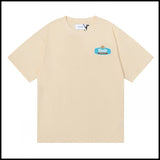 Export wholesale niche american fashion rhu flag floralsprinting double yarn pure cottoncasualloose couple short-sleeved t