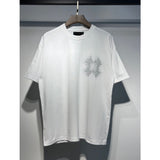 amri flow paint graffiti letter starry sky classic logo print short sleeve couple t-shirt