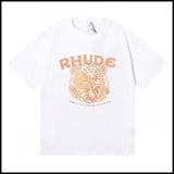 Export wholesale niche american fashion rhu flag floralsprinting double yarn pure cottoncasualloose couple short-sleeved t