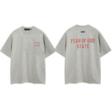 Fog icon double line essentials american high street summerloose couple short sleeve trendy heavy weight t-shirt