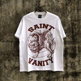 Wholesale american streetwear saint short-sleeve t-shirt vanity washed vintage letter print sweatshirt hoodie