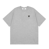 Correct version star kawakubo pla heartembroider short-sleeved pure cotton red heart peach couple t-shirt y