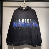 Amri splash ink flowing paint starry sky crack letter logo unicorn arm hoodie sweatshirt couple wear long sleeves