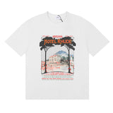 Rhude T Shirts Varenna Town Printed Cotton Casual Short Sleeves Men and Women