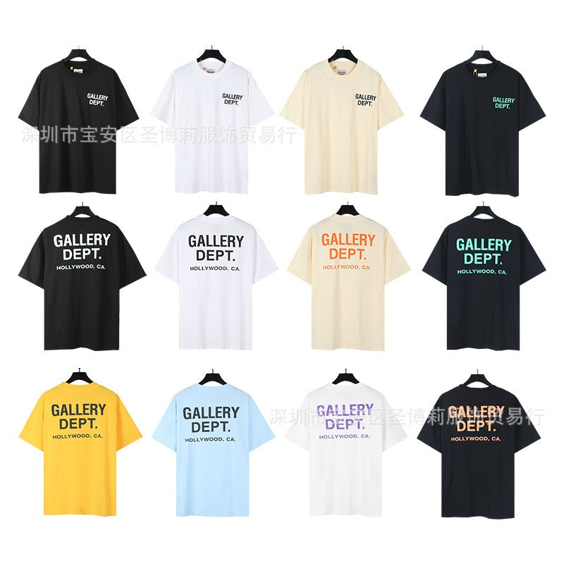 American classic series high street gall retro basic letter d print short sleeve t-shirt