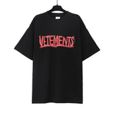 Vtm letter american style no photo printing loose washed distressed short sleeve t-shirt couple outfit
