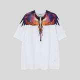 mb short-sleeved python lion head colorful feather wings t-shirt european and american loose couple