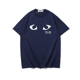 Kawakubo plaloveembroider short-sleeved pure cotton red heart eyes couple t-shirty long sleeves shirt taobao ling