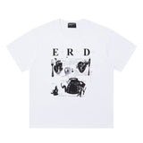 Erd melancholy rich second generation loose washed distressed pig head human face color matching hole hooded sweatshirt zipper