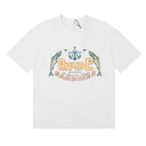 Rhude T Shirts Sardines Badge Printing Cotton Casual Short Sleeve Men and Women