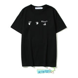 Wholesale off short sleeve ow dissolved arrow gradient starry sky splash ink t-shirt yellow tape warning line love