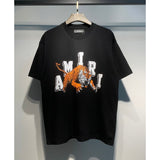 [gram] am peace dove flowing paint graffiti letter starry sky classic logo printing short sleeve couple t-shirt