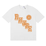 Rhude T Shirts Collegiate Cotton Casual Short Sleeve Men and Women