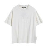 Summer trendy short-sleeve tee with back logo print - couple's fashion