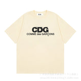 Correct version star kawakubo pla heartembroider short-sleeved pure cotton red heart peach couple t-shirt y